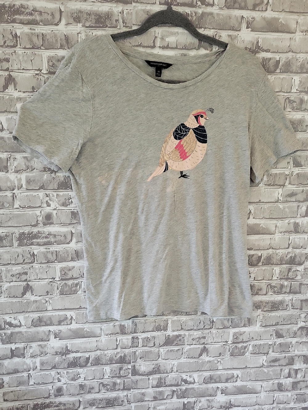 Banana Republic Quail/Partridge Graphic Top, Womens M Tee, Short Sleeve